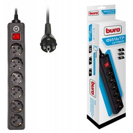  Сетевой фильтр Buro 600SH-1.8-B 1.8м (6 розеток) черный 